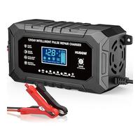 Husgw 15A Chargeur Batterie Voiture, 12V/24V Chargeur Batterie Lithium 8A, 9 Étapes de Charge avec Réparation, 10 Protection Maintien de Charge avec Batterie LiFePO4, pour Voiture Moto Camion AGM Gel