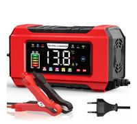 Husgw 15A Chargeur de Batterie Voiture, 12V/24V Chargeur Voiture Electrique avec Mémoire Intelligente, Anti-Manipulation Accidentelle, 9 Étapes de Charge, Chargeur Batterie LiFePO4 Moto avec Écran LCD