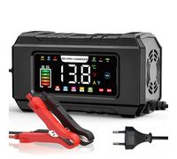 Husgw 15A Chargeur de Batterie Voiture, 12V/24V Chargeur Voiture Electrique avec Mémoire Intelligente, Anti-Manipulation Accidentelle, 9 Étapes de Charge, Chargeur Batterie LiFePO4 Moto avec Écran LCD