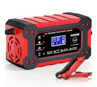 Husgw 6A Chargeur de Batterie Voiture, 12V Chargeur Batterie Moto avec Réparation Intelligent, Mainteneur de Batterie avec Écran LCD, pour Voiture Moto Camion, AGM, Gel, Wet, SLA