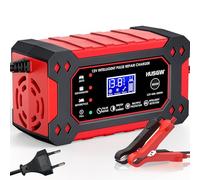 Husgw 6A Chargeur de Batterie Voiture, 12V Chargeur Batterie Moto avec Réparation Intelligent, Mainteneur de Batterie avec Écran LCD, pour Voiture Moto Camion, AGM, Gel, Wet, SLA
