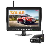 Husgw 7" Caméra de Recul sans Fil Solaire, Caméra Magnétique et Moniteur Kit 1080P HD, Solaire Caméra de Recul IR Vision Nocturne, IP66 Imperméable, pour Fourgon/Camion Car/RV/SUV/Remorque