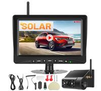 Husgw 7" Magnétique Caméra de Recul sans Fil Solaire, Installation Facile en 2 Minutes, Solaire Caméra de Recul IR Vision Nocturne, IP66 Imperméable, pour Fourgon/Camion Car/RV/SUV/Remorque