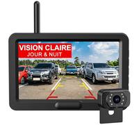 Husgw Caméra de Recul sans Fil, 5" Moniteur HD 1080P, Caméra de Recul Kit Vision Nocturne, Installation Rapide, Signal Numérique Stable, Lignes de Guidage, IP68 pour Voiture/SUV/Camping-Car/Remorque