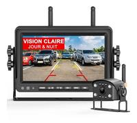 Husgw Caméra de Recul sans Fil, 7" Moniteur HD, 2.4GHz Caméra de Recul Kit Vision Nocturne, Installation Rapide, Signal Numérique Stable, Lignes de Guidage, pour Camping Car/Caravane/Camion/Remorque
