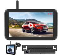 Husgw Caméra de Recul sans Fil Solaire, 5" Moniteur Camera Solaire Kit 1080P HD, Caméra de Recul IR Vision Nocturne, IP66 Imperméable, pour Fourgon/Camion Car/RV/SUV/Remorque
