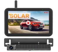 Husgw Caméra de Recul sans Fil Solaire, 5" Moniteur Camera Solaire Kit 1080P HD, Caméra de Recul IR Vision Nocturne, IP66 Imperméable, pour Fourgon/Camion Car/RV/SUV/Remorque