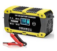 Husgw Chargeur Batterie Lithium 12V10A, Maintien de Charge Batterie Voiture avec Réparation Auto, LiFePO4 Battery Charger Intelligent avec Écran LCD, pour Voiture/Moto/Camion/AGM/Gel/Wet/SLA