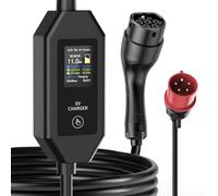 Husgw Chargeur Voiture Electrique 11kW, 5.5M 6-16A, Triphasé, Type 2 Prise CEE Chargeur EV avec LCD, Station de Charge Mobile Portable Compatible avec Tesla/IEC 62196-2
