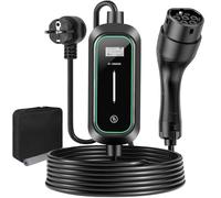 Husgw Chargeur Voiture Electrique, 3.68kW 8M EV Chargeur Type 6-8-10-13-15-16A, Type 2 Prise CEE Chargeur EV avec LCD, IP65 Étanche Station de Charge Mobile Compatible avec Tesla/IEC 62196-2