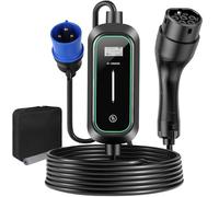 Husgw Chargeur Voiture Electrique 7.4kW 5M, 6-8-10-13-15-16-20-25-30-32A, Triphasé Type 2 Prise CEE Chargeur EV avec LCD, Station de Charge Mobile Portable Compatible avec Tesla/IEC 62196-2