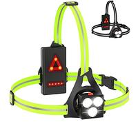 Husgw Lampe de Course à Pied, 120° LED Réglable Lampe Pectorale Running, Rechargeable USB, 500 Lumens Lumiere pour Courir, Éclairage Étanche avec Double Bandes Réfléchissantes pour Jogging Randonnée