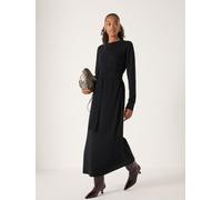 Hush Hush Black Buckle Belt Knitted Merino Wool Midi Jumper Dress Black M-L