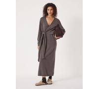 Hush Hush Brown Merino V-Neck Tie Detail Dress Brown S-M