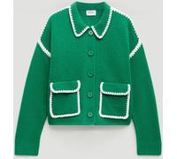 Hush Hush Green Wool Blend Whipstitch Trim Shirt Jacket