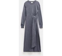 Hush Hush Grey Tilly Tie Waist Merino Wool Midi Jumper Dress Grey L (EU 44-46)