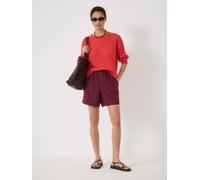 Hush Hush Maroon Red Luce Linen Pull On Shorts Maroon Red XS (EU 32-34)