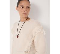 Hush Hush Off White Wool Blend Fringe Knitted Jumper