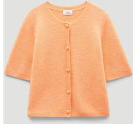 Hush Hush Orange Wool Blend Short Sleeve Ribbed Cardigan