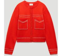 Hush Hush Red Stitch Detail Cardigan With Wool