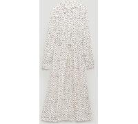 Hush Hush White Rosey Polka Dot Midi Shirt Dress White XS (EU 34)