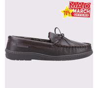 Hush Puppies Ace Cuir Mémoire Mousse Hommes Confortable Pantoufles Marron