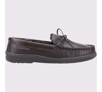 Hush Puppies Ace Cuir Mémoire Mousse Hommes Confortable Pantoufles Marron