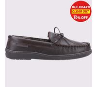 Hush Puppies Ace Cuir Mémoire Mousse Hommes Confortable Pantoufles Marron