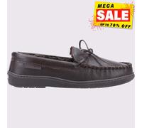 Hush Puppies Ace Cuir Mémoire Mousse Hommes Confortable Pantoufles Marron