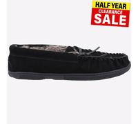 Hush Puppies Pantoufles Ace pour hommes – Cuir, MEMORY FOAM, Confort Lounge – Noires