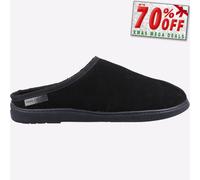 Hush Puppies Ashton Cuir Daim Mémoire Mousse Pantoufles Noir