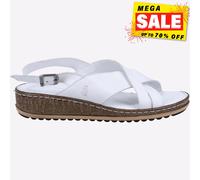 Hush Puppies Elena Croisé Femmes Sandales Semelle Compensée Cuir Blanc