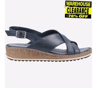 Hush Puppies Elena Croisé Femmes Sandales Semelle Compensée Cuir Marine