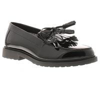 Hush Puppies Femmes Chaussures Vérité Kiltie Cuir à Enfiler Noir Verni UK Taille