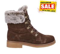 Hush Puppies Florence Femmes Cuir Daim Imperméable Mi Bottes Marron