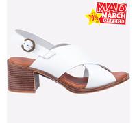 Hush Puppies Gabrielle Femmes Cuir Mode Robe Sandales Blanc