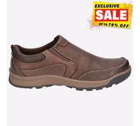 Hush Puppies Jasper Cuir Hommes Slip On Mémoire Foam Baskets Marron