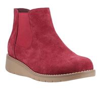 Hush Puppies Leonie Bottines Chelsea plates en daim pour femme Bordeaux, rouge foncé, 41-42 EU