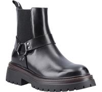 Hush Puppies Raye Leather Bottines Chelsea plates en cuir noir pour femme, Noir , 37 EU