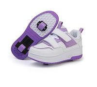 HUSHDML Chaussures De Patins À roulettes, Planche À roulettes Chaussures De Parkour pour L'extérieur avec 2 Roues Patinage Rétractables pour Jeunes Adultes(3,42 EU)