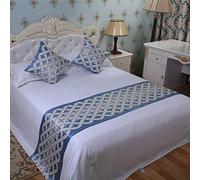 HUSHDML Chemin de Lit Coureur de Lit Extrémité de lit Serviette Chemin de lit Fin de lit Coussin Housse de lit Antipoussière Lavable pour Chambre Maison Hôtel(Blue2,50x210cm (for 1.5m Bed))