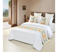 HUSHDML Chemin de lit Couvre-lit, écharpes de lit pour Chambre à Coucher, jetés de lit, écharpes de lit décoratives et résistantes pour la Maison et l'hôtel(A,Cushion Cover*1 (50 * 50cm))