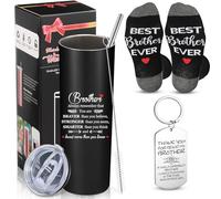 Hushee Cadeau « Best Brother » - Tasse de 591 ml - Porte-clés « Always Remember You Are Braver Than You Believe Best Brother Ever » - Chaussettes « Thank You for Being My Brother » - Pour Noël,