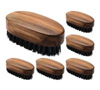 Hushee Lot de 6 brosses à barbe en poils de sanglier pour homme - 8,5 cm - En bois de noyer noir - Cadeau d'anniversaire pour mari, fils, père, grand-père