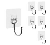 Hushtong Lot de 6 crochets muraux adhésifs robustes de 20 kg (max) - Crochets adhésifs solides et transparents - Pour cuisine, maison et bureau