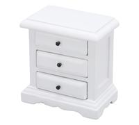 HUSHUI 1:12 Scale Dollhouse Night Stand, Birch Wood 3 Drawers Miniature Cheatside Table avec Tiroirs Fonctionnels, pour Dollhouse Home Decor (Blanc)