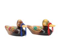 HUSHUI 1 Paire de Figurines de Canards Mandarins en Bois, Statue de Canard d'amoureux Colorés, Sculpture Décorative Faite à la Main, Ornement de Mariage (7121V-2062)
