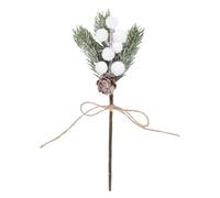 HUSHUI 10 Pcs Branches de Baies Artificielles, Pommes de Pin Tige de Houx Artisanat Vacances d'hiver Pics de Pin pour Ornements d'arbre de Noël, avec Tiges Pliables en Fil pour (Blanc)
