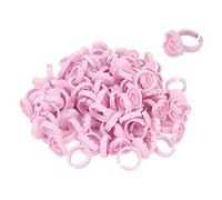 HUSHUI 100pcs Gobelets D'anneau de Colle pour Cils, Support D'extensions de Cils Réutilisable avec Distributeur de Colle et Fonction D'éventail, pour les Artistes Professionnels des