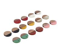 HUSHUI 16 Pièces Pendentifs en Bois de Résine, Polissage Fin Forme Ronde Lisse avec Texture Exquise, pour Bijoux à Bricoler Soi-même Collier Bracelet Porte-clés Accessoires Artisanaux